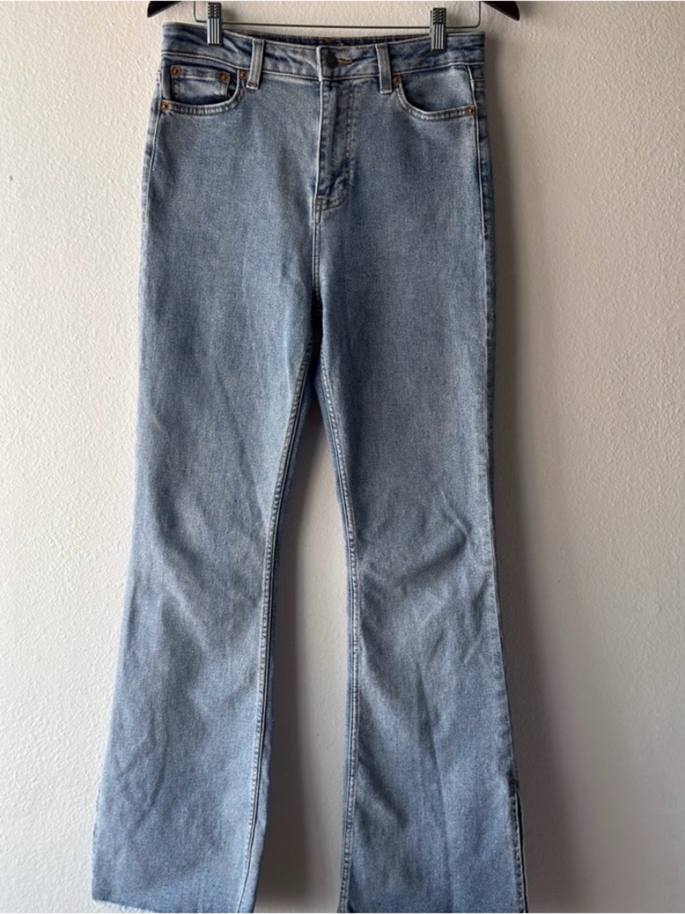 Motel Rocks Light Blue High-Rise Flare Jeans